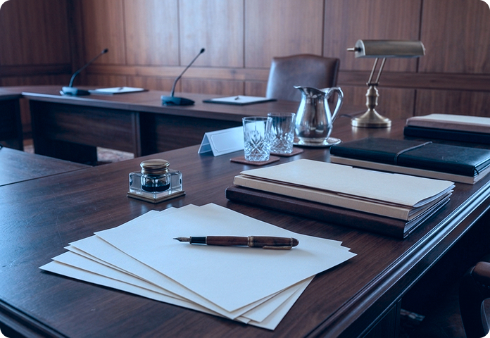 Arbitrator table in boardroom